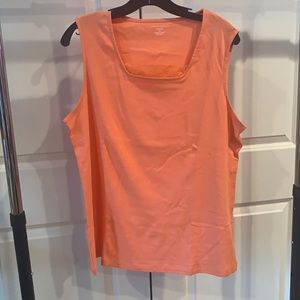 Appleseed's Orange Tank Top with Lace Collar NWOT